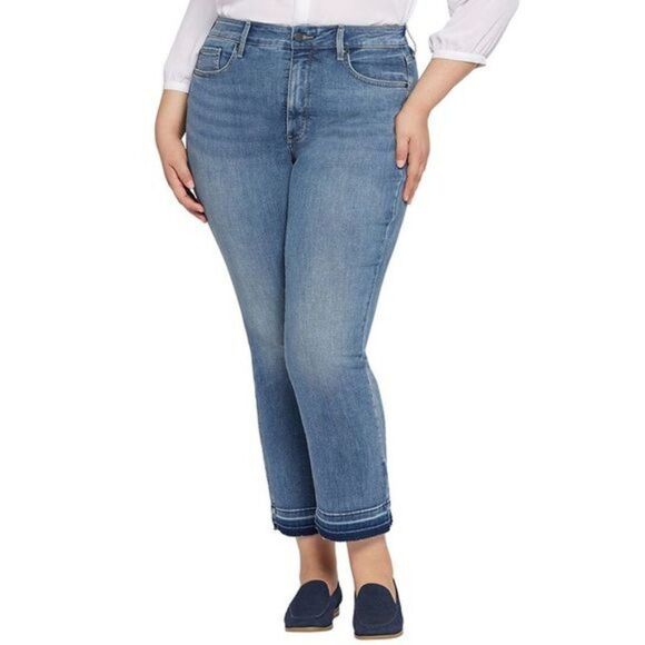 NYDJ Marilyn Straight Fantasy Jeans High Rise Ankle Blue Size 18 NWT - Picture 1 of 14